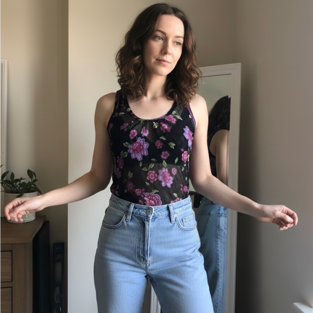 Floral Black and Purple Women's Top